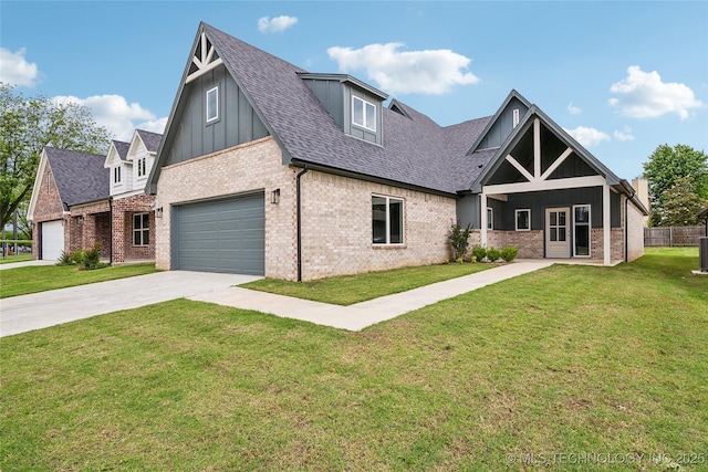 2504 W Birmingham St, Broken Arrow, OK 74011 - craftsman-style house featuring brick siding, concrete driveway, roof with shingles, board and batten siding, and central air condition unit