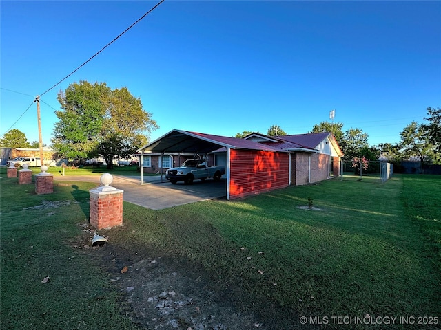 108 NW Division St, Red Oak, OK 74563 - view of side of property featuring a carport, a yard, and dirt driveway