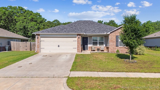14738 S 274th E Ave, Coweta, OK 74429 - ranch-style home featuring brick siding, concrete driveway, an attached garage, and roof with shingles