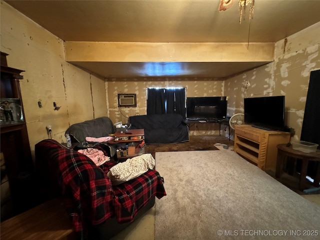 233 W Madison Ave, Mcalester, OK 74501 - living area featuring wallpapered walls and a wall unit AC