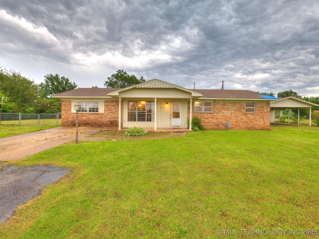 12641 S 281st E Ave, Coweta, OK 74429 - ranch-style home featuring brick siding, driveway, and a carport