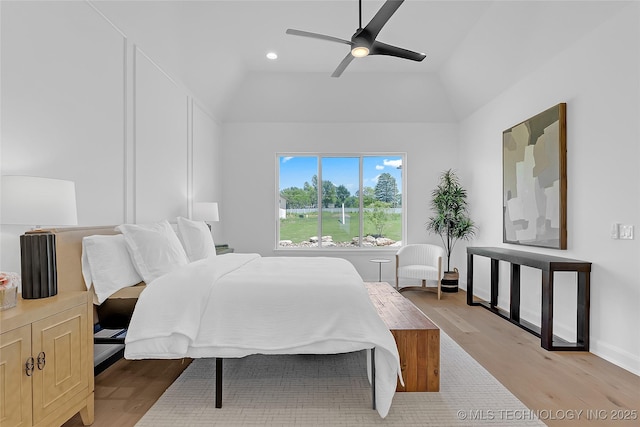 1227 N 71st Pl, Broken Arrow, OK 74014 - bedroom with wood finished floors, lofted ceiling, ceiling fan, and baseboards