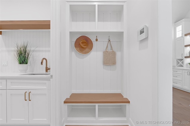1227 N 71st Pl, Broken Arrow, OK 74014 - mudroom featuring a sink and wood finished floors