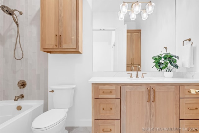 1227 N 71st Pl, Broken Arrow, OK 74014 - bathroom with vanity, toilet, and shower / tub combination