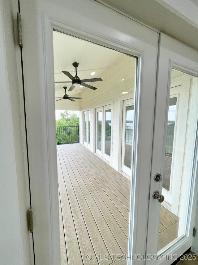 228 W Hickory Dr, Sand Springs, OK 74063 - wooden terrace with ceiling fan
