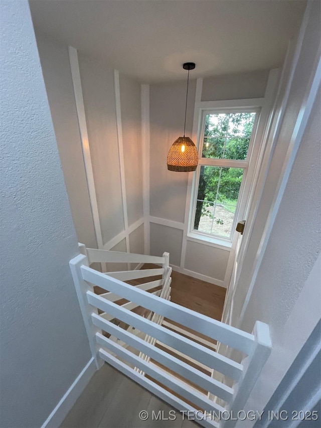 228 W Hickory Dr, Sand Springs, OK 74063 - stairway with a textured wall and baseboards