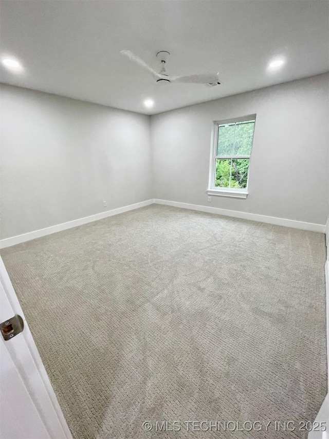228 W Hickory Dr, Sand Springs, OK 74063 - carpeted spare room with baseboards, recessed lighting, and a ceiling fan