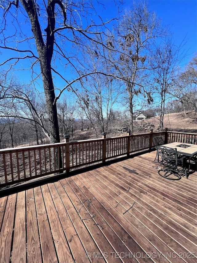 35870 S Talon Dr, Cookson, OK 74427 - wooden terrace with outdoor dining area