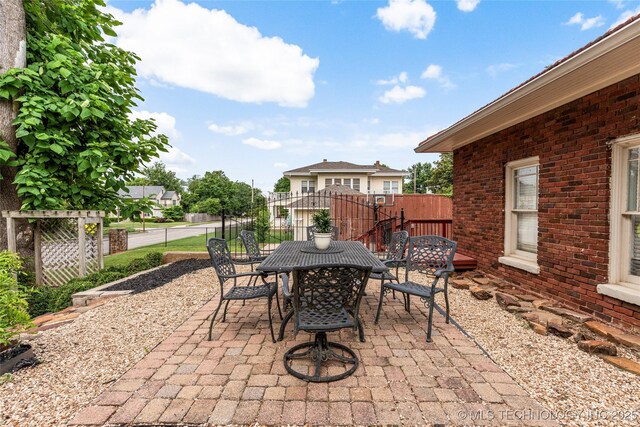 319 E 21st St, Tulsa, OK 74114 - fenced backyard featuring outdoor dining space and a patio