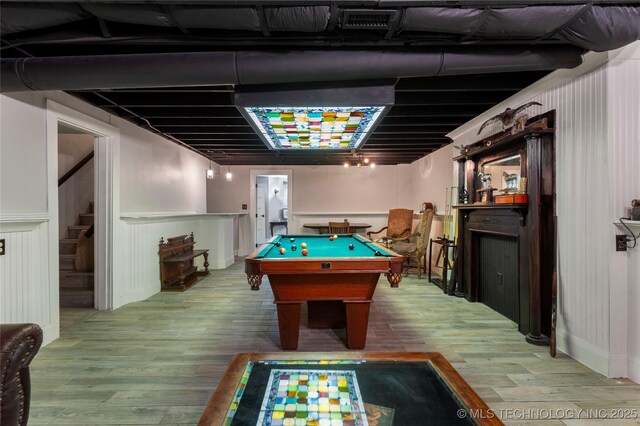 319 E 21st St, Tulsa, OK 74114 - game room with wood finished floors, billiards table, and wainscoting