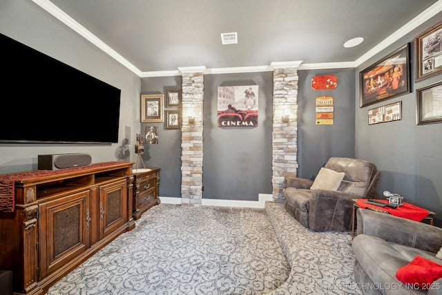 30907 E 68th St S, Broken Arrow, OK 74014 - living area with decorative columns and ornamental molding