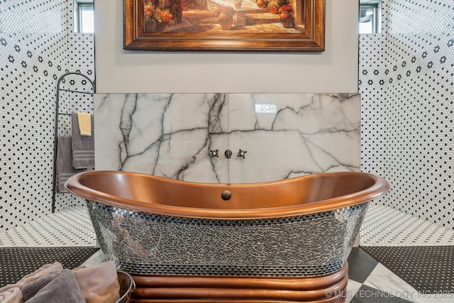 30907 E 68th St S, Broken Arrow, OK 74014 - full bathroom featuring tile walls and a soaking tub