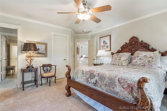 11406 69th E Pl, Bixby, OK 74008 - carpeted bedroom with ornamental molding and a ceiling fan