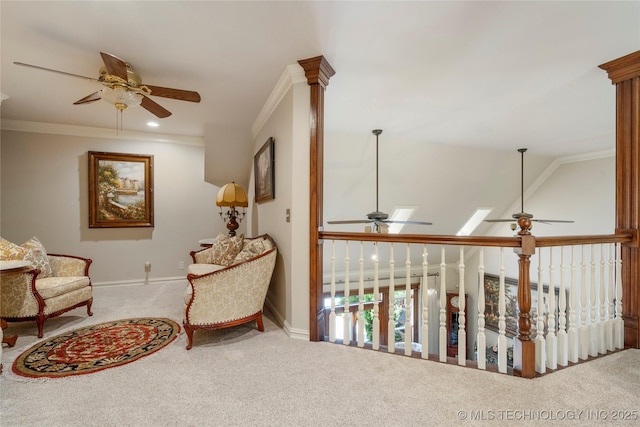 11406 69th E Pl, Bixby, OK 74008 - sitting room featuring ceiling fan, carpet, and crown molding