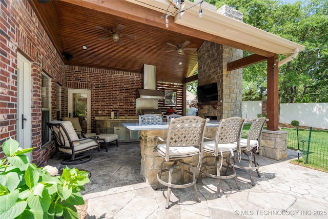 11406 69th E Pl, Bixby, OK 74008 - view of patio with area for grilling and ceiling fan