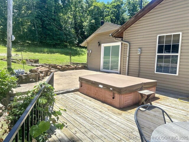 3293 W Southern Ave, Hulbert, OK 74441 - wooden deck featuring a covered hot tub and a yard