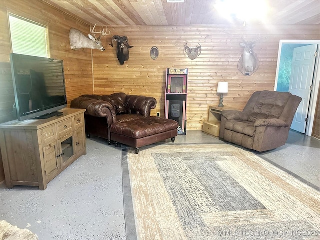 3293 W Southern Ave, Hulbert, OK 74441 - living area featuring wooden walls and wooden ceiling