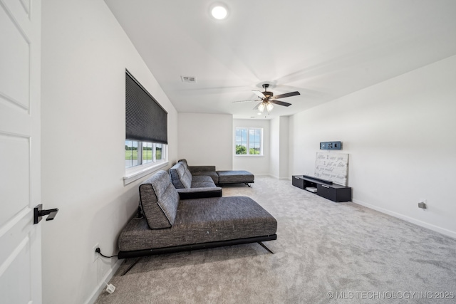 123 S 168th St, Glenpool, OK 74033 - living area with carpet and a ceiling fan