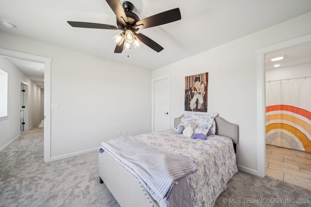 123 E 168th St, Glenpool, OK 74033 - bedroom featuring carpet flooring, baseboards, and a ceiling fan