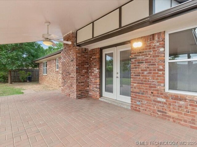 817 N Ivy St, Jenks, OK 74037 - view of patio / terrace featuring french doors and a ceiling fan