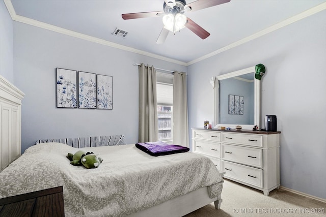 12643 S 67th E Ave, Bixby, OK 74070 - bedroom with light colored carpet, crown molding, and a ceiling fan
