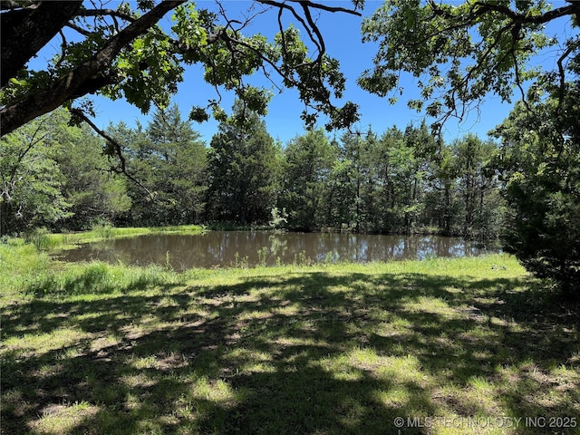 2099 S 80th St E, Muskogee, OK 74403 - view of grassy yard with a water view and a forest view
