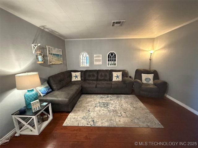 1732 N Little, Cushing, OK 74023 - living room with ornamental molding, wood finished floors, and baseboards