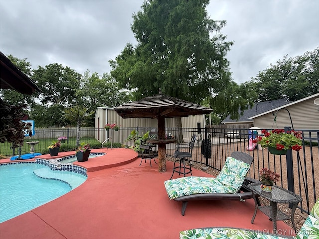 1732 N Little, Cushing, OK 74023 - view of pool with a fenced backyard, a patio, and a pool with connected hot tub
