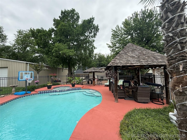 1732 N Little, Cushing, OK 74023 - view of swimming pool featuring a gazebo, a patio area, and outdoor lounge area