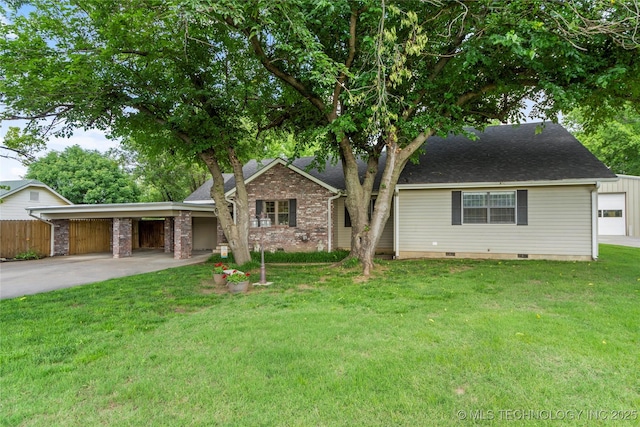 1732 N Little, Cushing, OK 74023 - view of front facade featuring crawl space, concrete driveway, and a shingled roof