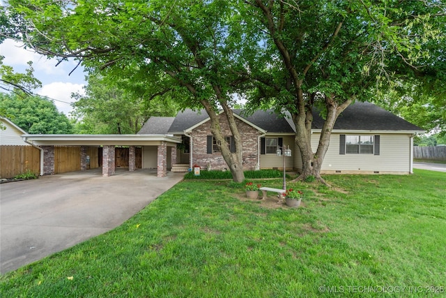 1732 N Little, Cushing, OK 74023 - view of front facade with driveway, roof with shingles, and crawl space