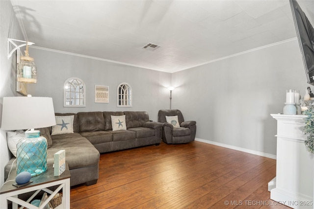 1732 N Little, Cushing, OK 74023 - living room with hardwood / wood-style flooring and ornamental molding