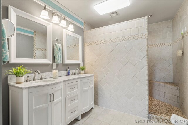 1732 N Little, Cushing, OK 74023 - bathroom featuring double vanity and a walk in shower