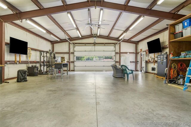 1732 N Little, Cushing, OK 74023 - garage featuring a ceiling fan