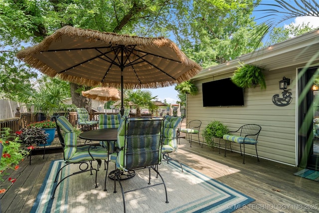 1732 N Little, Cushing, OK 74023 - wooden terrace with outdoor dining space