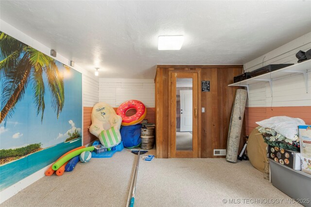 1732 N Little, Cushing, OK 74023 - rec room with wood walls and carpet