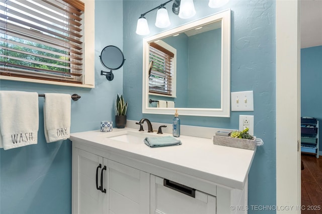 1732 N Little, Cushing, OK 74023 - bathroom featuring vanity and wood finished floors