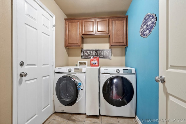 20225 E 44th St S, Broken Arrow, OK 74014 - laundry room with independent washer and dryer, cabinet space, and light tile patterned floors