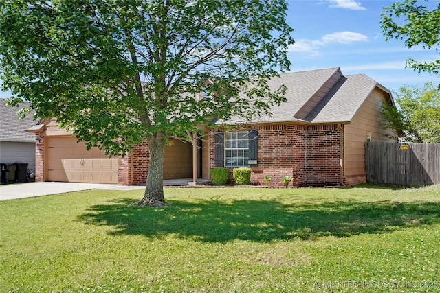 20225 E 44th St S, Broken Arrow, OK 74014 - view of front of home featuring brick siding, a garage, driveway, and roof with shingles