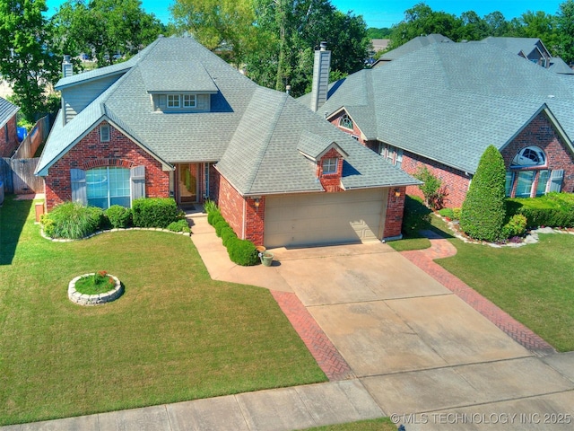4708 W Indianola St, Broken Arrow, OK 74012 - traditional-style home featuring brick siding, a chimney, and a garage