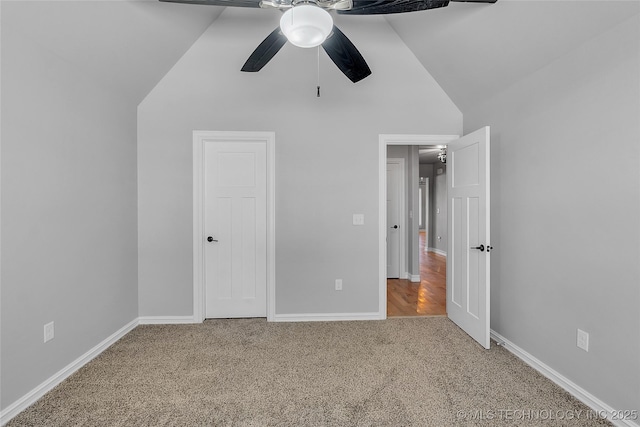 4922 S 81st W Ave, Tulsa, OK 74107 - unfurnished bedroom with vaulted ceiling, carpet, baseboards, and ceiling fan