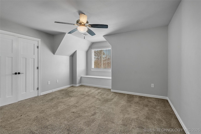 4922 S 81st W Ave, Tulsa, OK 74107 - additional living space with carpet floors, a ceiling fan, baseboards, and vaulted ceiling
