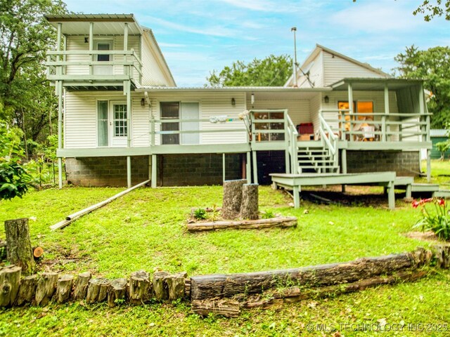 5404 Ranch Rd, Kingston, OK 73439 - back of property with a yard and a deck