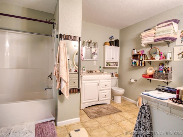 5404 Ranch Rd, Kingston, OK 73439 - full bath featuring vanity, shower / bathtub combination, baseboards, and toilet