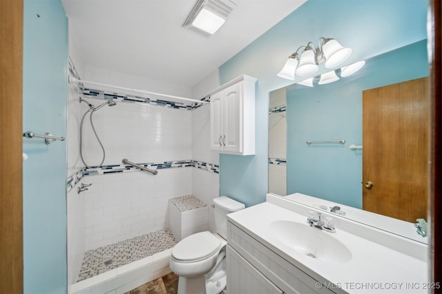 2910 S Main St, Sapulpa, OK 74066 - full bathroom featuring a stall shower, toilet, and vanity