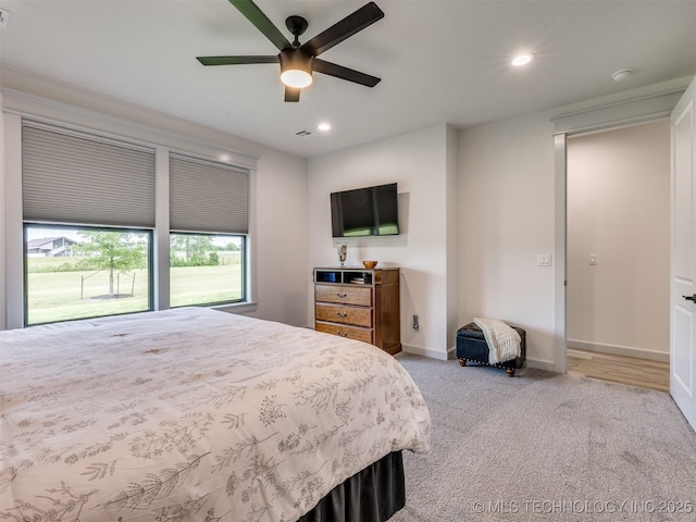 8859 N 50th W Ave, Sperry, OK 74073 - carpeted bedroom featuring recessed lighting, baseboards, and ceiling fan