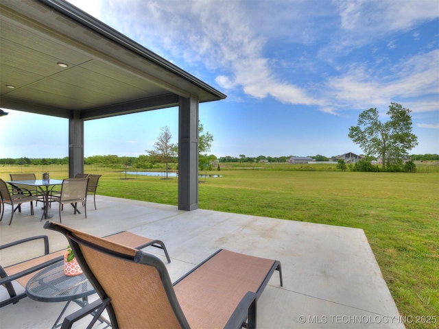 8859 N 50th W Ave, Sperry, OK 74073 - view of patio / terrace featuring outdoor dining space and a water view