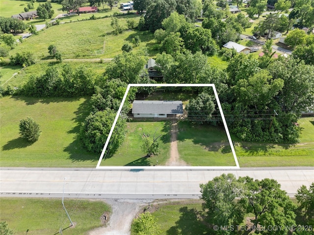607 E Schley St, Vian, OK 74962 - aerial view of property and surrounding area featuring property boundaries highlighted