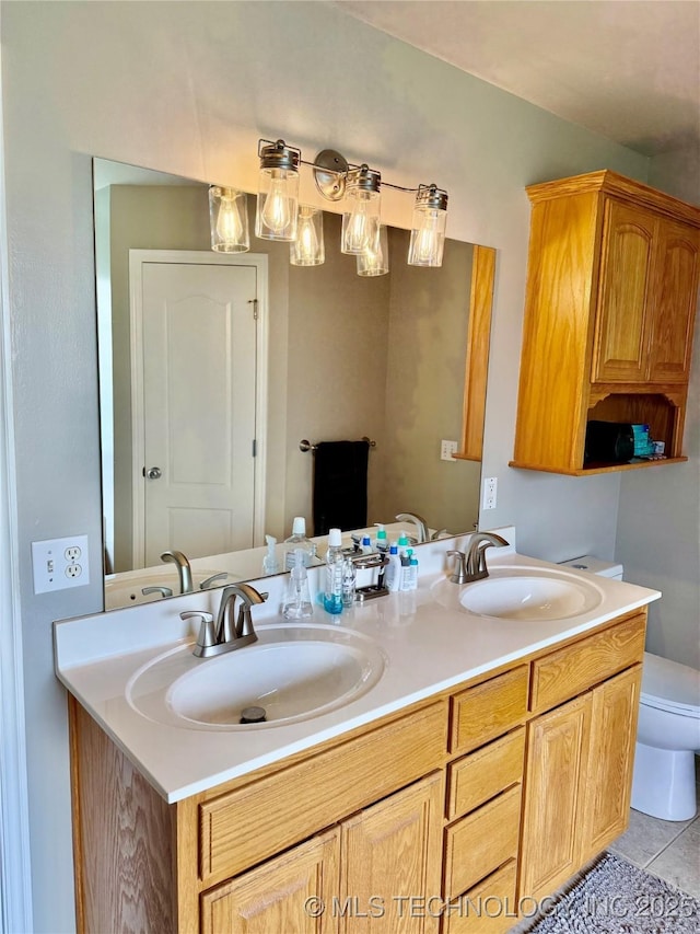 9701 N 98th E Ave, Owasso, OK 74055 - bathroom with double vanity and tile patterned flooring