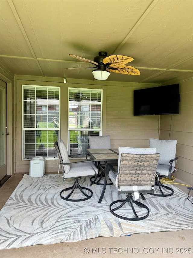 9701 N 98th E Ave, Owasso, OK 74055 - view of patio with a ceiling fan and outdoor dining area